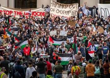 Pro-Palestinian protesters gather at Harvard University, Cambridge, Massachusetts, on October 14, 2023 'It's not about hasbara – it's about presence'
