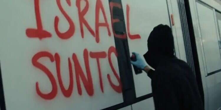 Pro-Palestinians vandalize light rail cars bound for Tel Aviv