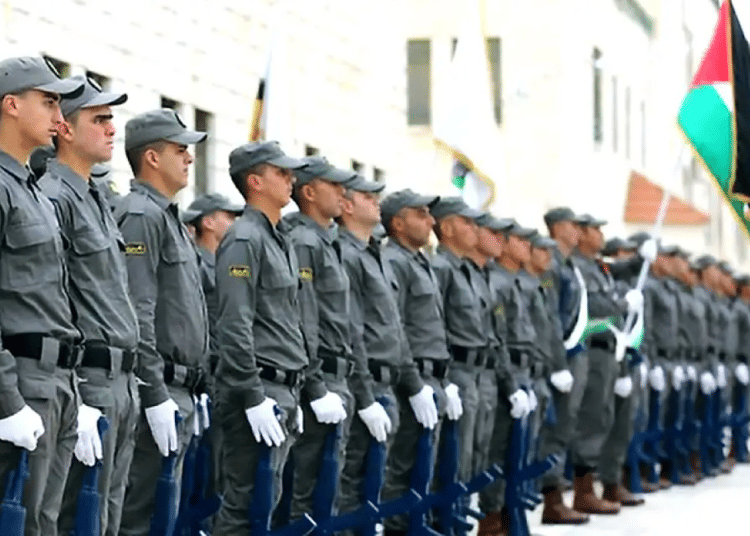 Recruits in a Palestinian Authority security forces course Report: Trump administration open to PA rule in Gaza