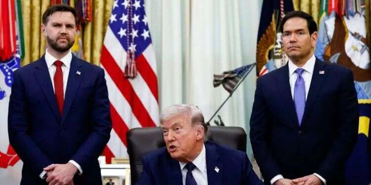 Marco Rubio, Donald Trump and JD Vance, from right to left. Photo Reuters Marco Rubio, Donald Trump and JD Vance