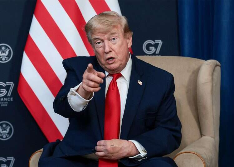 Donald Trump speaks to reporters at the G7 summit in Évian-les-Bains, France. Photo: Reuters Trump: Israel has killed too many in Lebanon, let Syria handle Hezbollah