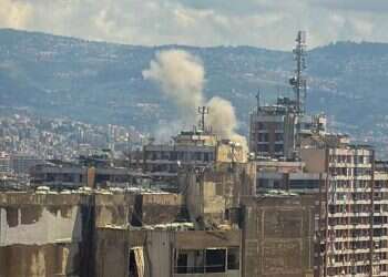 Strikes in Beirut’s Dahiyeh district. Photo: Arab networks Israeli strikes in Beirut's Dahiyeh during Iran talks