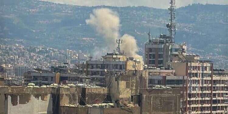 Strikes in Beirut’s Dahiyeh district. Photo: Arab networks Israel strikes in Beirut's Dahiyeh during Iran talks