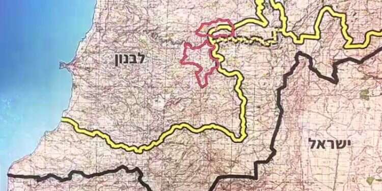The map Netanyahu presented at the press conference Netanyahu: Lebanon Agreement is a blow to Iran