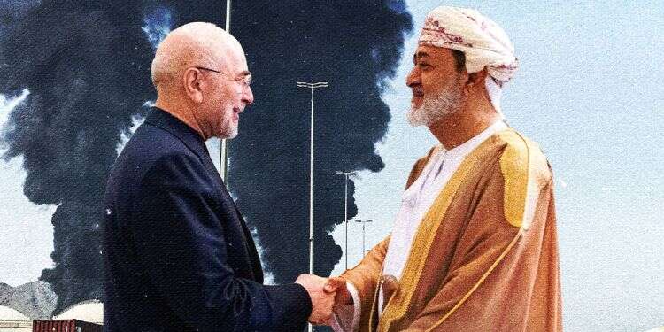Oman's Sultan Haitham bin Tarik (R) receiving Iranian Parliament Speaker and chief negotiator Mohammad Bagher Ghalibaf in Muscat on June 23, 2026. Photo: AFP, Reuters Gulf states split over how to end war with Iran