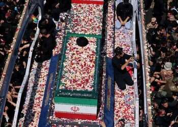 Crowds surround Ali Khamenei’s coffin before his final burial in Mashhad. Photo: EPA US strikes Iran as Khamenei funeral ends in Mashhad