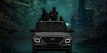 Hamas terrorists against the backdrop of destruction in Gaza. Photo: EPA Hamas terrorists against the backdrop of destruction in Gaza