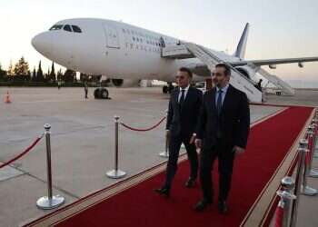 Macron in Syria alongside Syrian Foreign Minister Asaad al-Shaibani. Photo: AFP Macron's 'gift' to Erdogan that will worry Israel's allies
