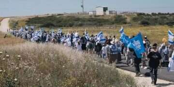Members of the Nachala movement prepare for a march toward Gaza several months ago Thousands to march toward Gaza as IDF declares border area closed military zone