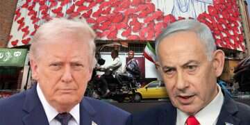 US President Donald Trump and Prime Minister Benjamin Netanyahu against the backdrop of Iran. Photo: AP, AFP, EPA Israel on 'high alert' ahead of possible Iran campaign