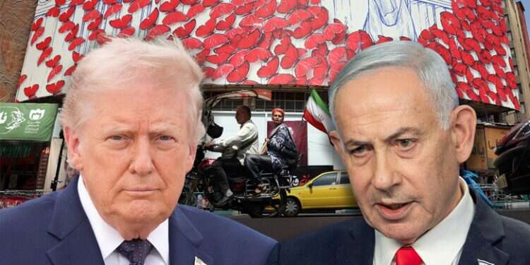 US President Donald Trump and Prime Minister Benjamin Netanyahu against the backdrop of Iran. Photo: AP, AFP, EPA Israel on 'high alert' ahead of possible Iran campaign