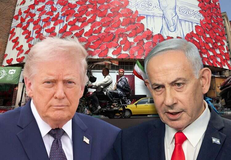 US President Donald Trump and Prime Minister Benjamin Netanyahu against the backdrop of Iran. Photo: AP, AFP, EPA Israel on 'high alert' ahead of possible Iran campaign