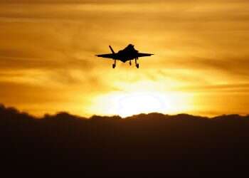 A 5th Generation F-35 lands at RAF Lakenheath at sunset on January 07, 2026 in Mildenhall, England Dramatic upgrade: The new US air-to-air AIM-424 Malice can be launched from F-35