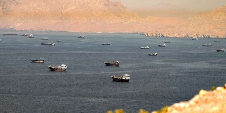 Ships in the Strait of Hormuz. Photo: Reuters Iran strikes vessel in Strait of Hormuz as Pezeshkian calls for deal
