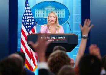 White House press secretary Karoline Leavitt speaks with reporters in the James Brady Press Briefing Room at the White House, Thursday, July 16, 2026, in Washington. (AP Photo/Julia Demaree Nikhinson) White House Press Secretary Karoline Leavitt to step down