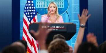 White House press secretary Karoline Leavitt speaks with reporters in the James Brady Press Briefing Room at the White House, Thursday, July 16, 2026, in Washington. (AP Photo/Julia Demaree Nikhinson) White House Press Secretary Karoline Leavitt to step down