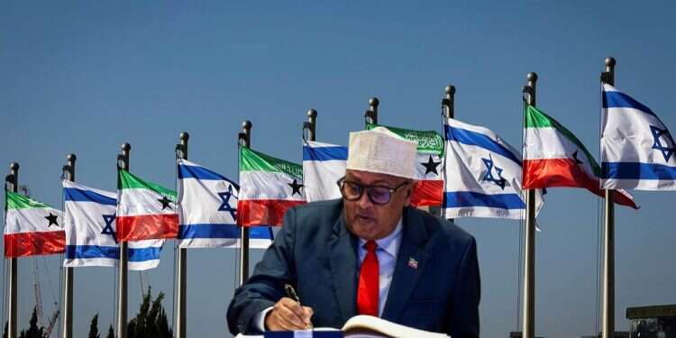 Somaliland President Mohamed Abdullahi in the Knesset in June (background: Flags of Israel and Somaliland fly in Israel) Somaliland's president invites Israel and US to build bases at Berbera