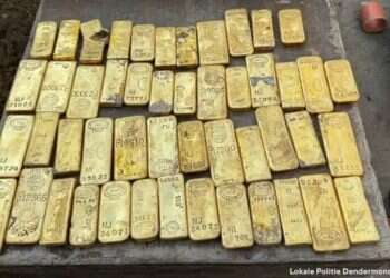 The gold bars found beneath a homeless shelter in Belgium. Photo: Dendermonde Police $10 million in gold discovered beneath future homeless shelter