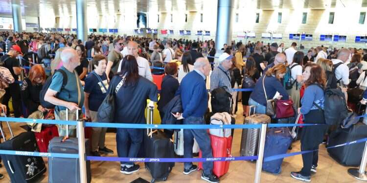 Passengers at Ben-Gurion International Airport in 2023 (illustrative) Crisis at Ben Gurion: Pilots told not to come to the airport as staff overwhelmed