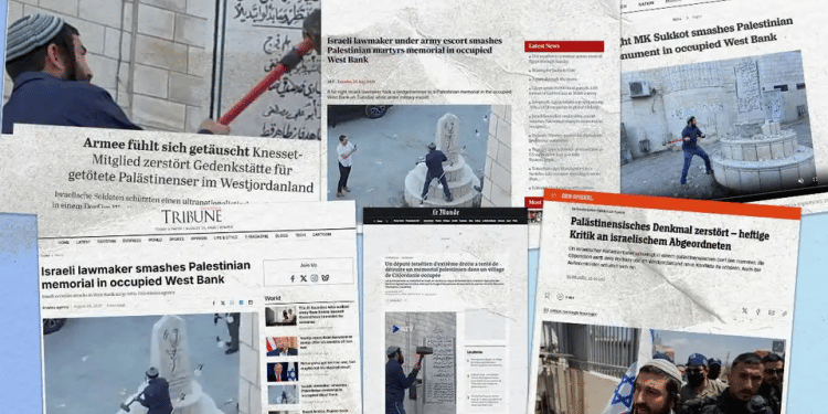 World media reacts to MK Zvi Sukkot smashing a monument in the West Bank World press pounces after MK smashes West Bank terrorist memorial