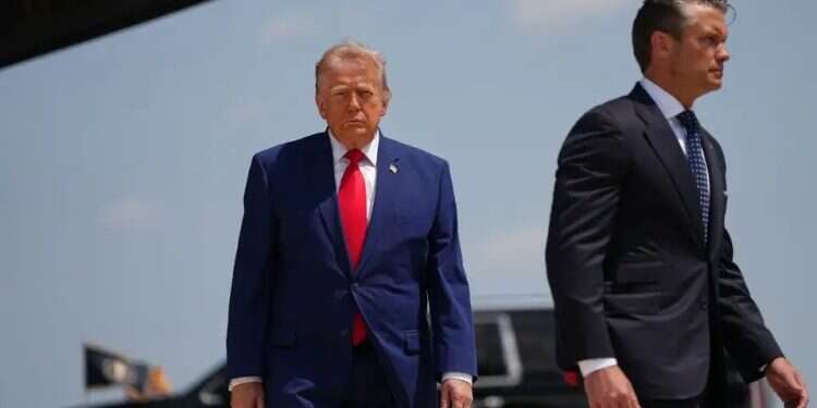 Hegseth and Trump. Photo: AP/Matt Rourke Trump-Hegseth tensions boil over amid reported US missile shortage