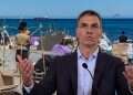 Spanish Prime Minister Pedro Sanchez against the backdrop of the beach in Ceuta, Spain Sanchez blames Israel, Russia for 'disinformation' over Ceuta migrant crisis