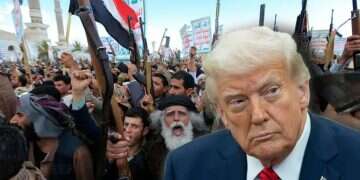 President Donald Trump left Camp David amid speculation of another Mideast escalation (background: The Houthi rebels) Trump rushes back to White House amid looming US military operation against Houthis