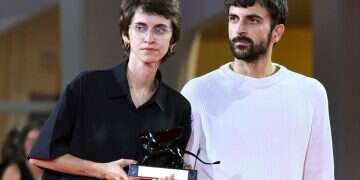 Israeli directors Rachel Szor (R) and Yuval Abraham hold the Special Jury Prize for their film 'NAZA' during the closing ceremony of the 83rd annual Venice International Film Festival in Venice, Italy, 12 September 2026. Israel Film Council demands screening of controversial NAZA documentary