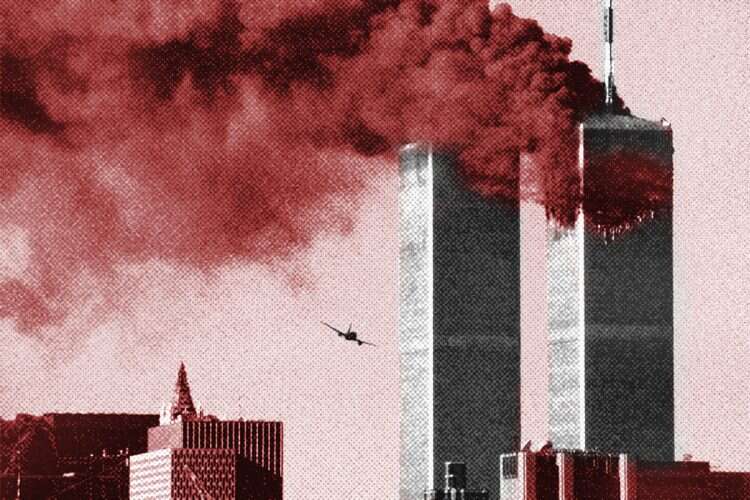 United Airlines Flight 175 is seen moments before slamming into the south tower of the World Trade Center in New York on September 11, 2001