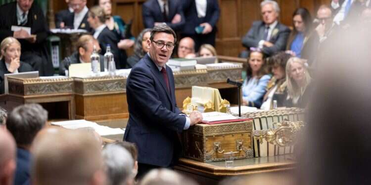 Britain's Prime Minister Andy Burnham speaks during Prime Minister's Questions at the House of Commons in London, Britain, September 9, 2026. Labour MP calls for military action against Israel during heated Commons debate on Gaza