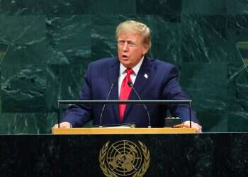 US President Donald Trump addresses the UN General Assembly in New York. Photo: Reuters Trump: Iran built missile capable of reaching Europe, 'I hope you understand that'