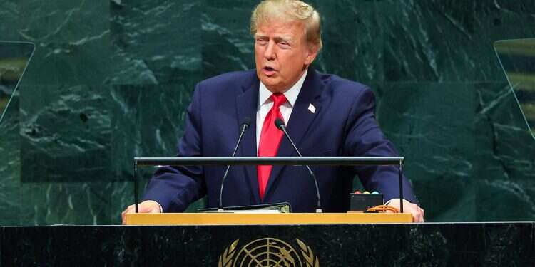 US President Donald Trump addresses the UN General Assembly in New York. Photo: Reuters Trump: Iran built missile capable of reaching Europe, 'I hope you understand that'