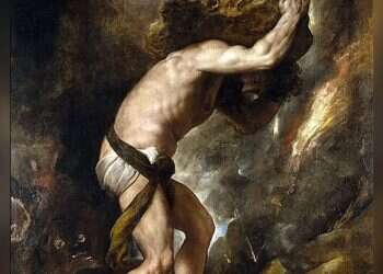 “What does man gain from all his labor at which he toils under the sun” Titian’s Sisyphus, Venice, 1548-1549. The painting was commissioned by Mary of Austria, sister of Emperor Charles V, who fought Martin Luther and the Protestant Reformation. It was part of a series depicting four “great sinners” punished in mythology and served as a warning by the emperor to Protestant rebels in the empire Anyone who sought to challenge the divine and imperial order was condemned to eternal suffering. Photo: Wikipedia From the Sukkah of the Absurd to the Shade of Faith: The Hebrew Journey to Meaning