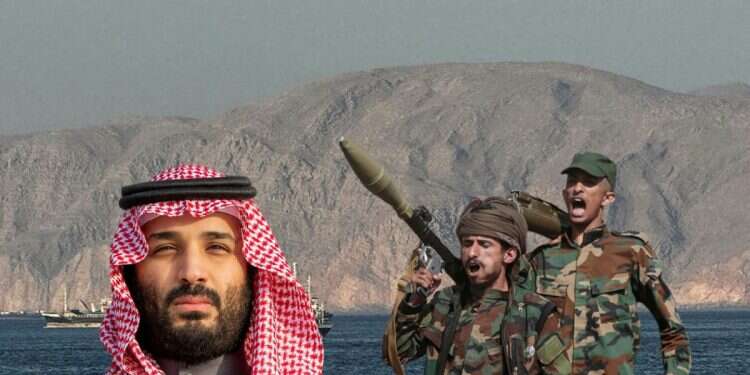 Houthi rebels next to Saudi Crown Prince Mohammed bin Salman (Background: Musandam Peninsula) After Trump's snub, Riyadh mulls new Houthi approach