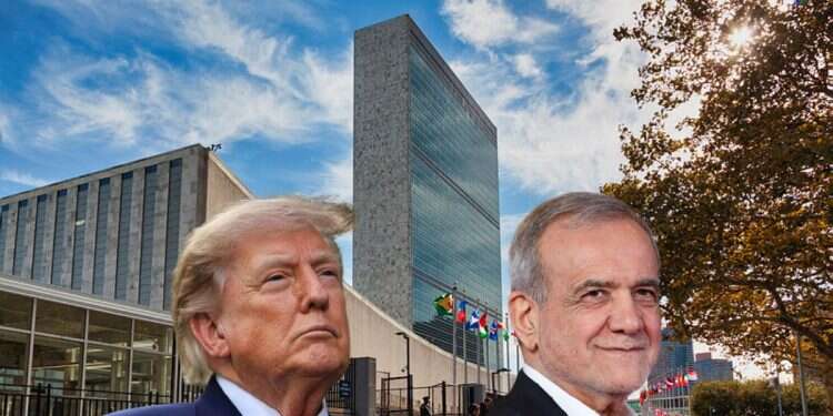 President Donald Trump and his Iranian counterpart, President Masoud Pezeshkian against the backdrop of the UN building in New York Trump tells aides to pursue Iran meeting at UN, but uncertainty lingers