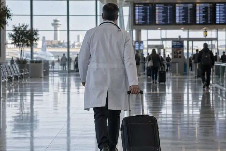About 1,370 doctors left Israel within three years, nearly twice as many as a decade earlier. Photo: Generated using AI