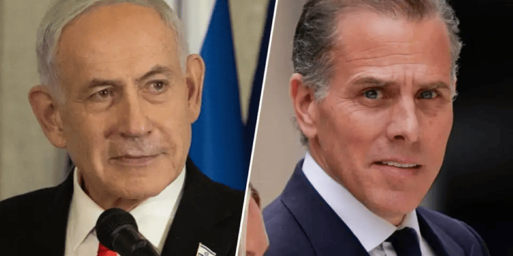 Hunter Biden (R) and Israeli Prime Minister Benjamin Netanyahu (L) Hunter Biden accuses Israel of allowing Oct. 7 to justify Gaza war