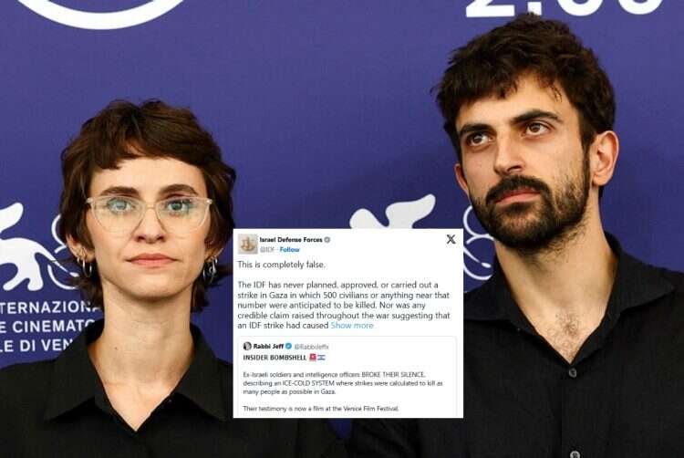 Directors Yuval Abraham and Rachel Szor pose during a photocall for the documentary "Naza" in Venice, 2026