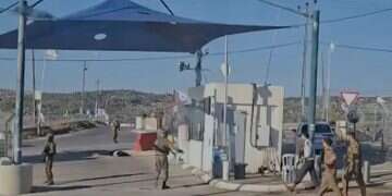 Scene of the attack. Car-ramming attack leaves man in serious condition on Route 443, IDF kills terrorist