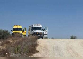 The scene of the terrorist attack in Samaria. Photo: Magen David Adom operational documentation Israeli seriously wounded in Samaria stabbing attack