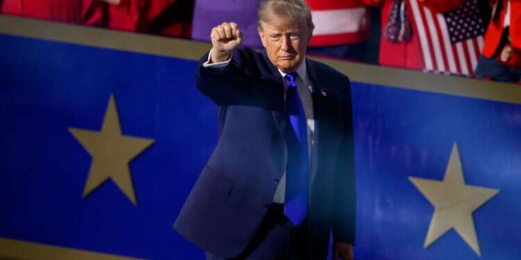 US President Donald J. Trump gestures after delivering his speech on the first day of the Midterm Republican National Convention (RNC) in the American Airlines Center in Dallas, Texas, USA, September 9, 2026 500,000 US voters in Israel targeted ahead of midterms in Republican campaign