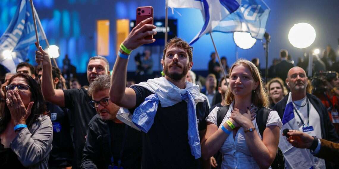 Supporters of former military chief Gadi Eisenkot, leader of the Yashar party, react to the exit poll at his party headquarters, on the evening of Israel's national election, in Tel Aviv, Israel October 27, 2026 'It looks bad': Left in shock after election hangover