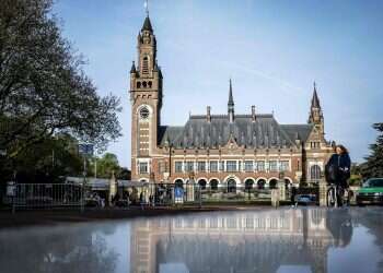 A photo shows the Peace Palace, which houses the International Court of Justice (ICJ), on the second day of a two-day hearing in a case brought by Mexico against Ecuador over a police raid on its embassy, in The Hage on May 1, 2024. Ecuadoran security forces stormed the Mexican embassy in a late night raid on April 5 to arrest former vice president Jorge Glas, who is wanted on corruption charges and had been granted asylum by Mexico. (Photo by Remko de Waal / ANP / AFP) / Netherlands OUT The world is rewriting the rules of genocide, Israel is the target