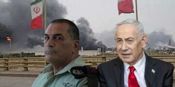 Smoke rises after strikes on the Mahshahr Petrochemical Zone in Bandar Mahshahr. Right: PM Netanyahu. Left: IDF Chief of Staff Eyal Zamir Only one man has an interest in warmongering – and the IDF chief must stand in his way