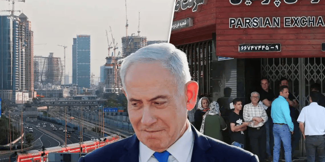 Israeli Prime Minister Benjamin Netanyahu against the backdrop of The Tel Aviv Stock Exchange (L) and the Parisian Exchange (R) Ex-US sanctions architect dismantles Netanyahu's crypto escape plan